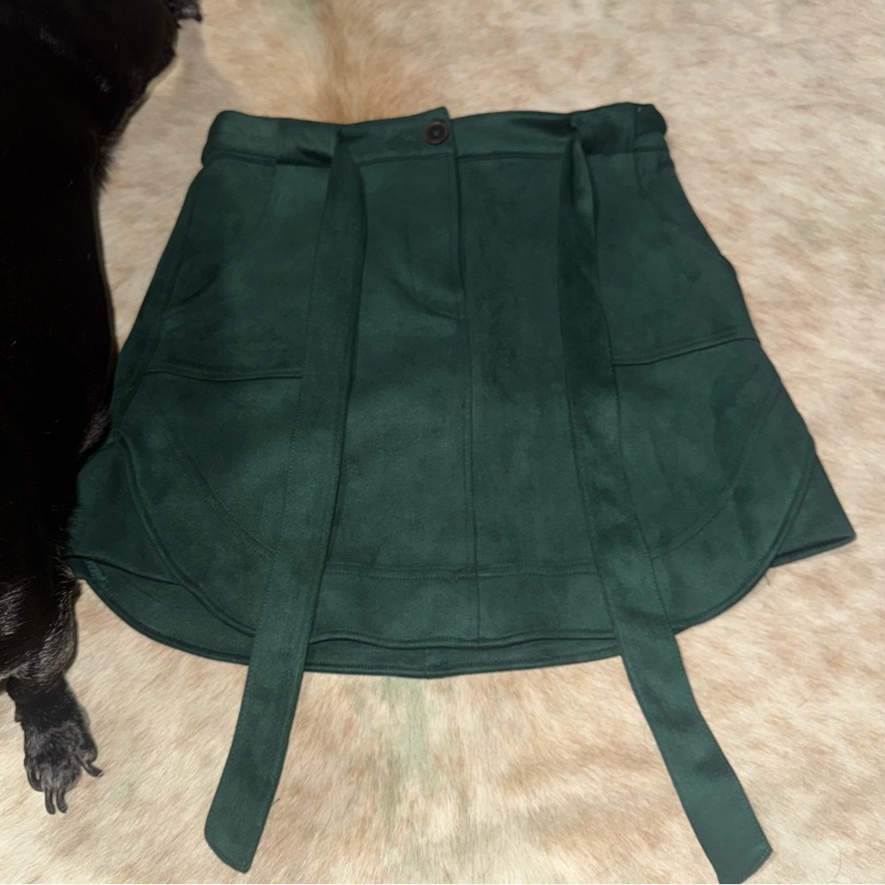 BCBGeneration Dark Green Suede Mini Skirt